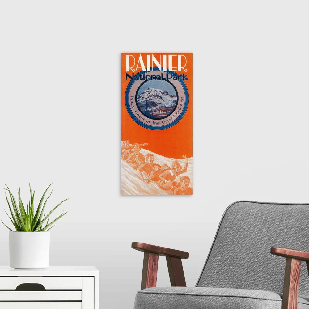 A modern room featuring Mount Rainier Poster, Sledding