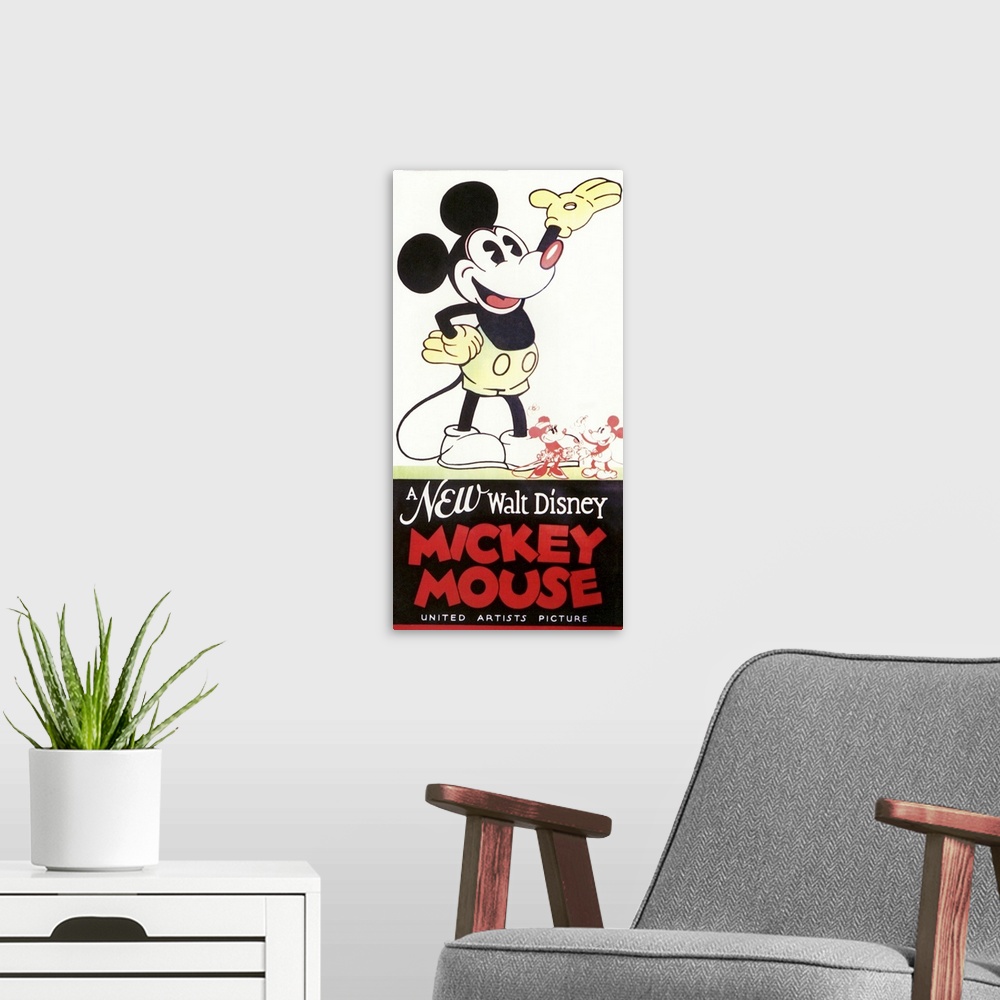 Open Road Brands Disney Mickey Mouse Construction Site Classic Retro Movie  Cover Gallery Wrapped Canvas Wall Decor - Large Vintage Mickey Mouse