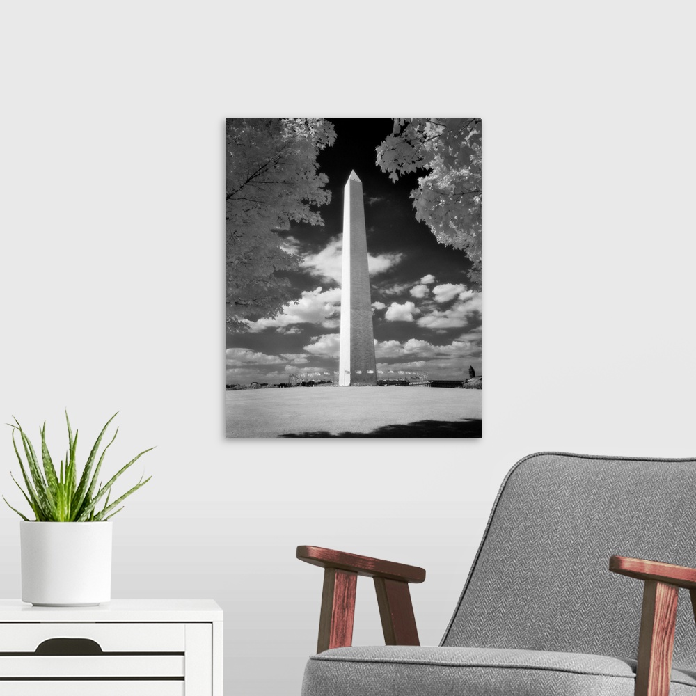 A modern room featuring Infrared Photograph Of Washington Monument Washington Dc USA.