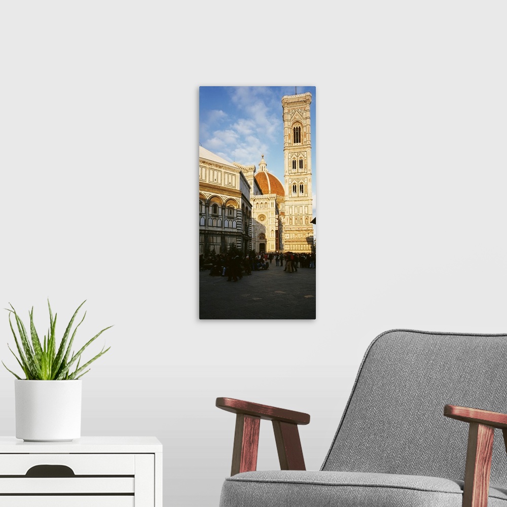 A modern room featuring Tourists at Campanile tower and Duomo Santa Maria Del Fiore, Piazza del Duomo, Florence, Tuscany,...