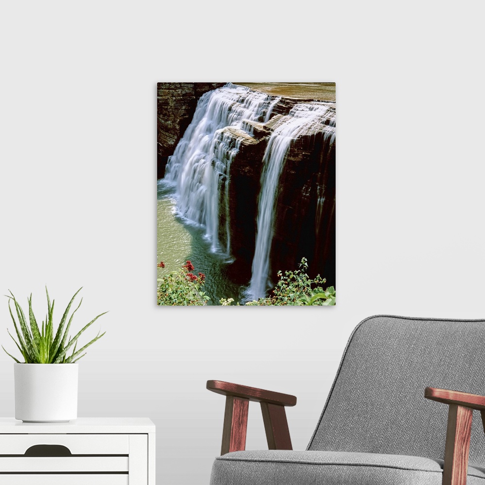 A modern room featuring Water falling from rocks, Lower Falls, Letchworth State Park, New York State, USA
