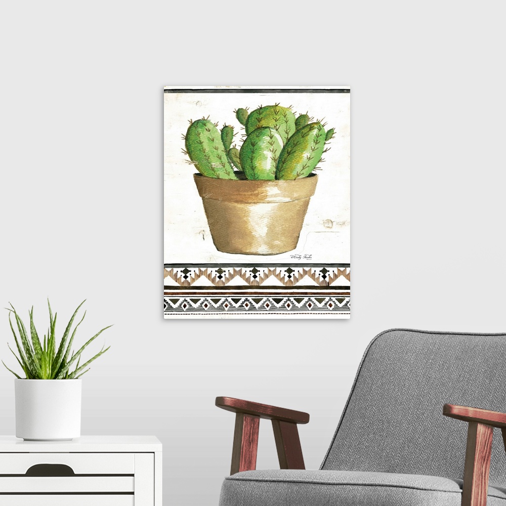 A modern room featuring Watercolor cactus with a Southwestern pattern.