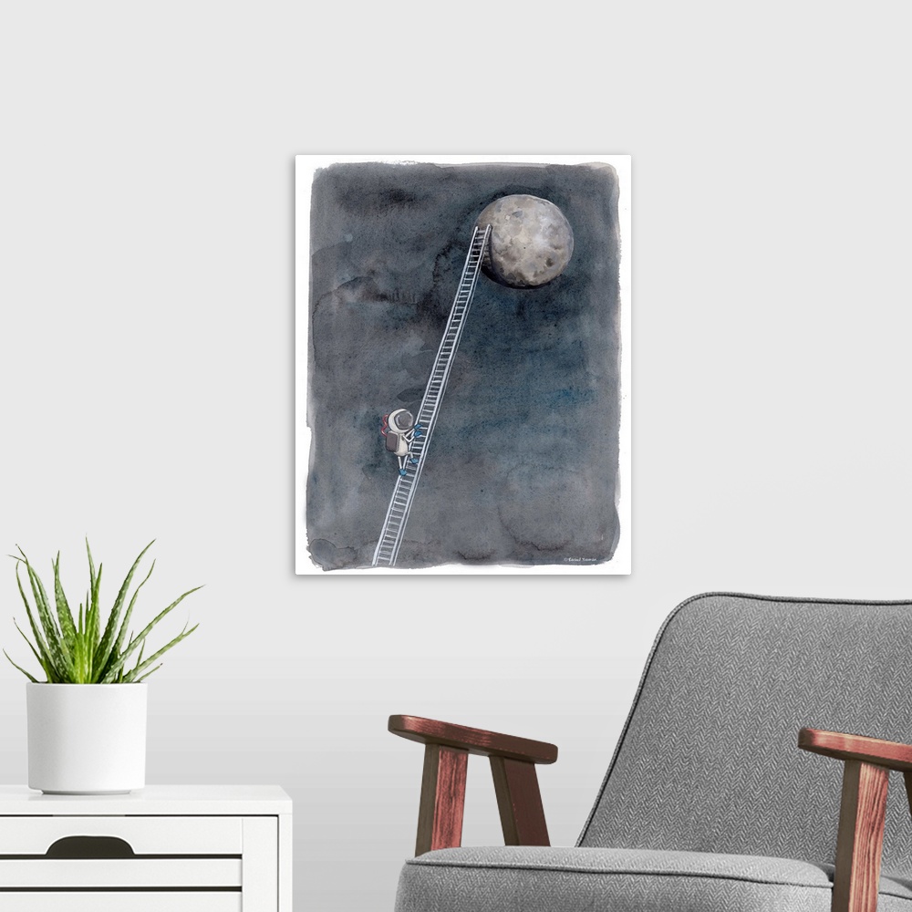 A modern room featuring Ladder To The Moon