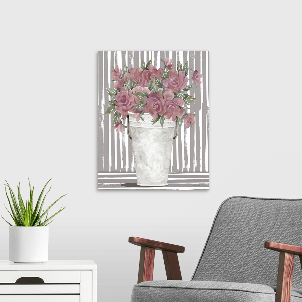 A modern room featuring Pink Posies II