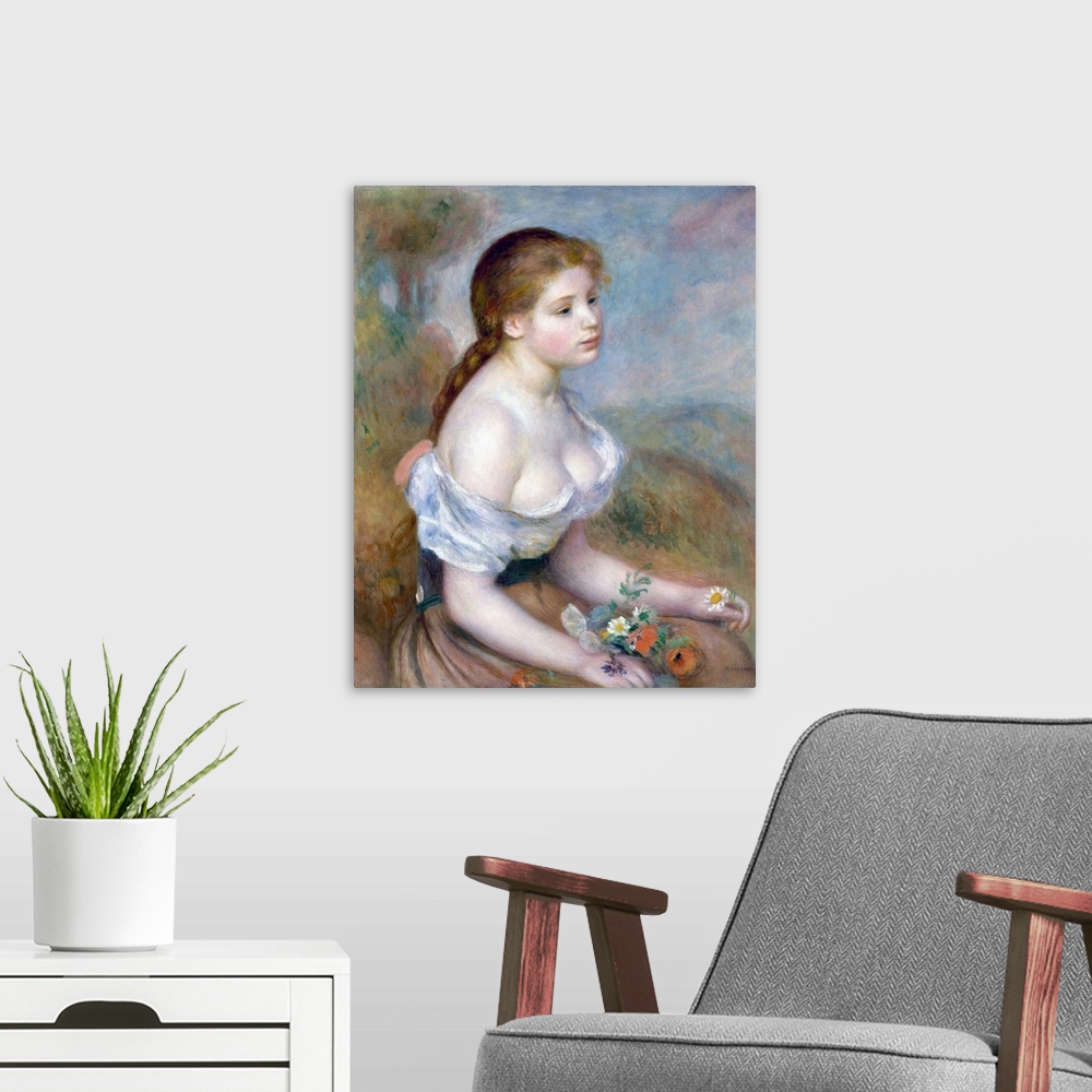 A modern room featuring I have taken up again, never to abandon it, my old style, soft and light of touch, Renoir announc...