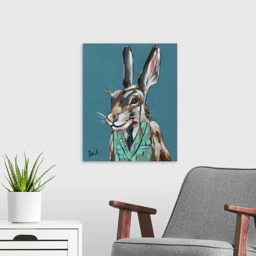 A modern room featuring Spy Animals III - Riddler Rabbit