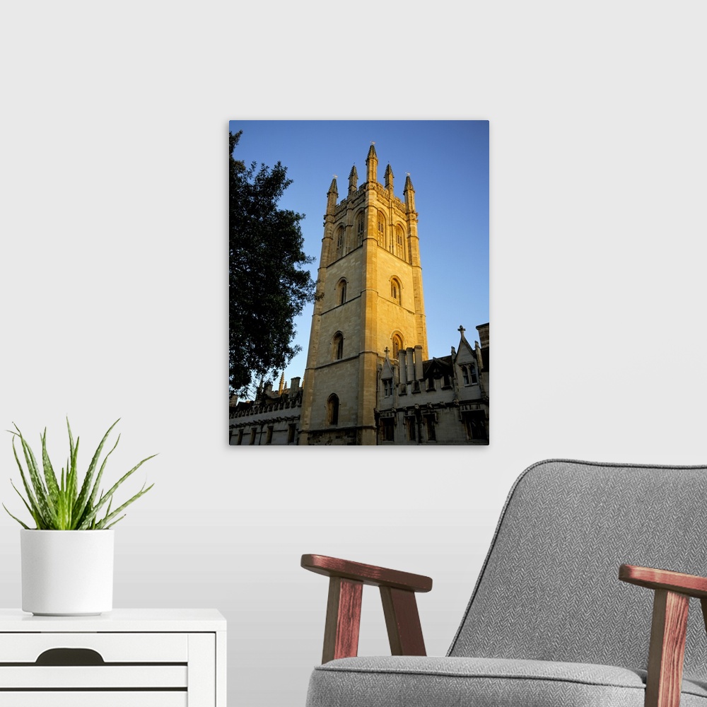 A modern room featuring The tower of Magdalen College at sunrise, Oxford, Oxfordshire, England