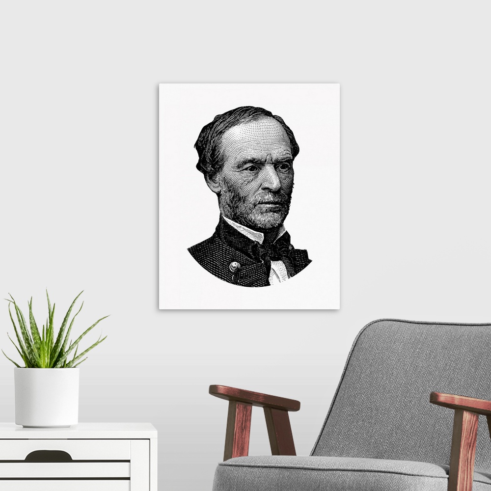 A modern room featuring American Civil War graphic of General William Tecumseh Sherman.