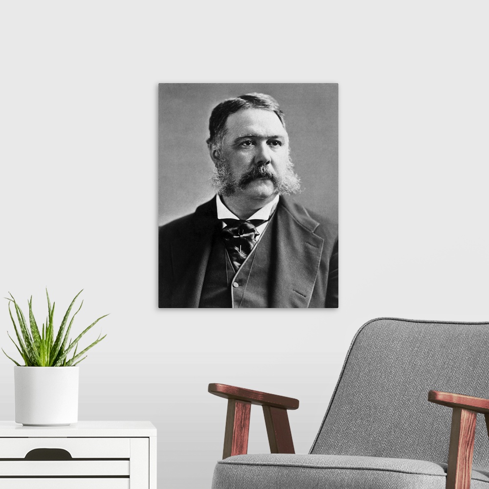 A modern room featuring American history portrait of President Chester Alan Arthur.