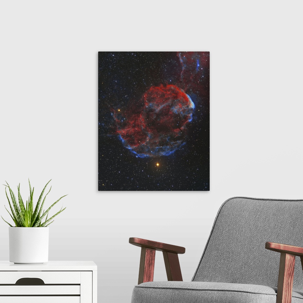 A modern room featuring IC 443 supernova remnant, known as the Jellyfish Nebula.