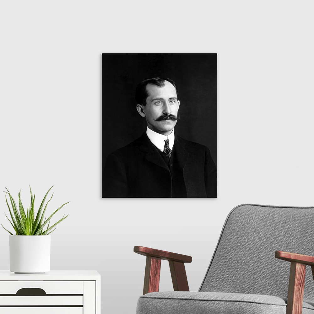 A modern room featuring Portrait of Orville Wright, dated 1905.