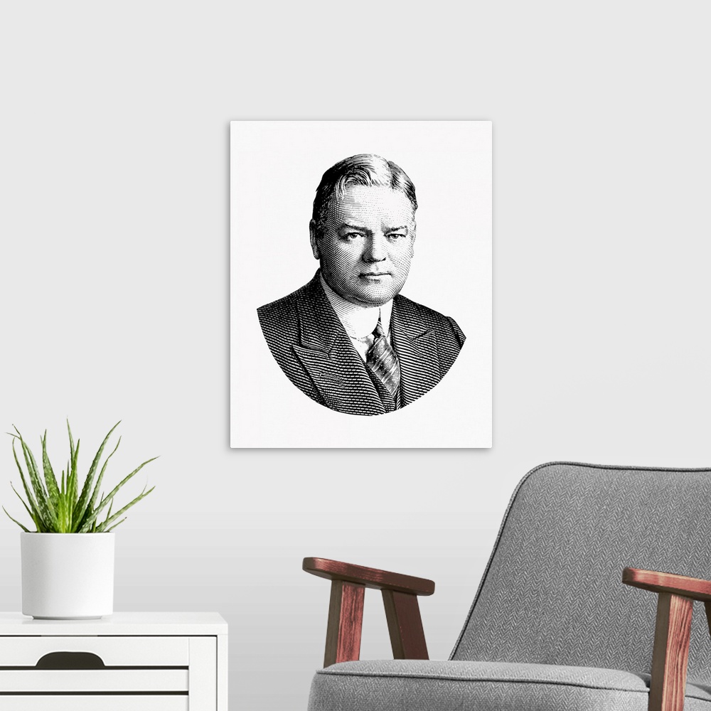 A modern room featuring United States political history design of President Herbert Hoover.