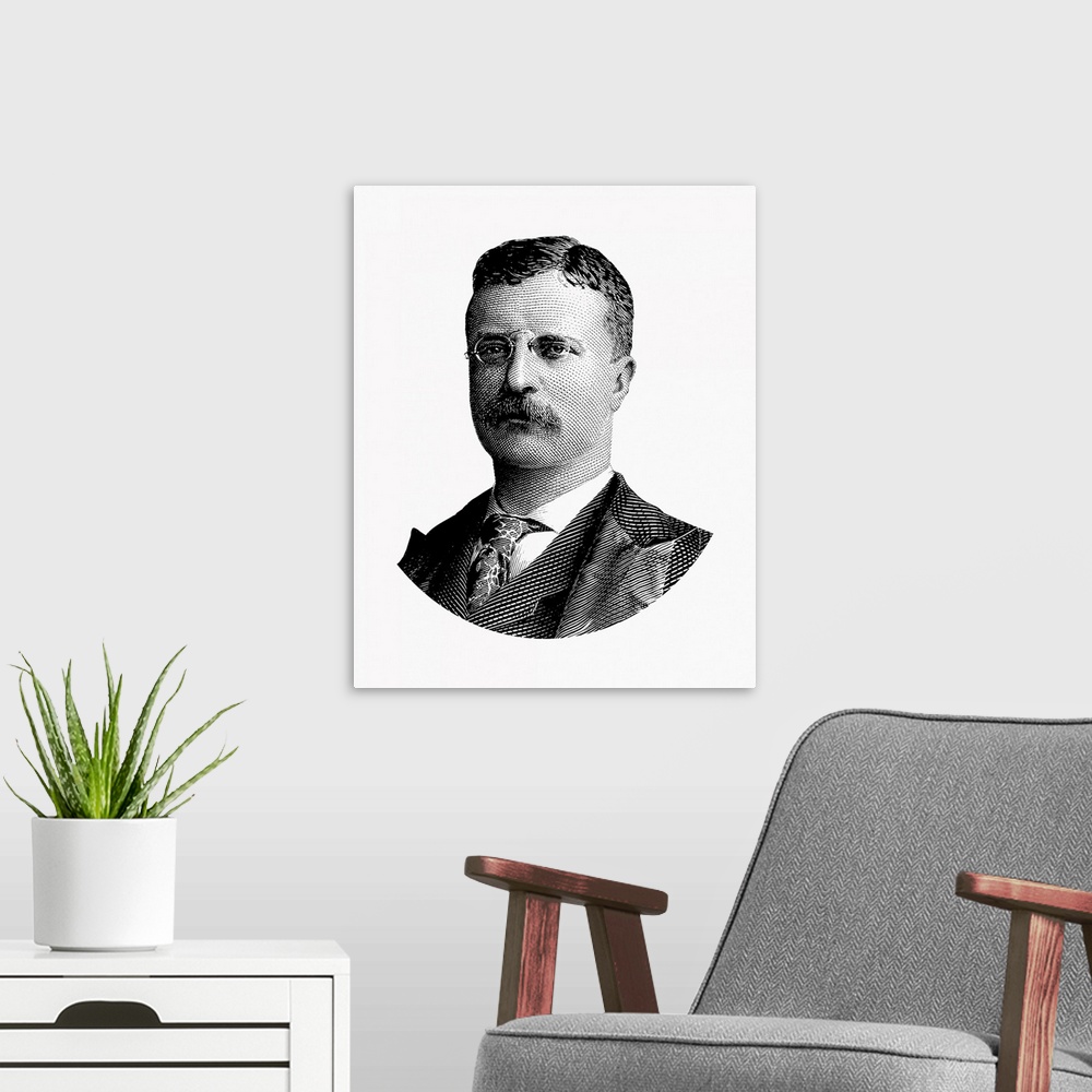 A modern room featuring United States political history design of President Theodore Roosevelt.