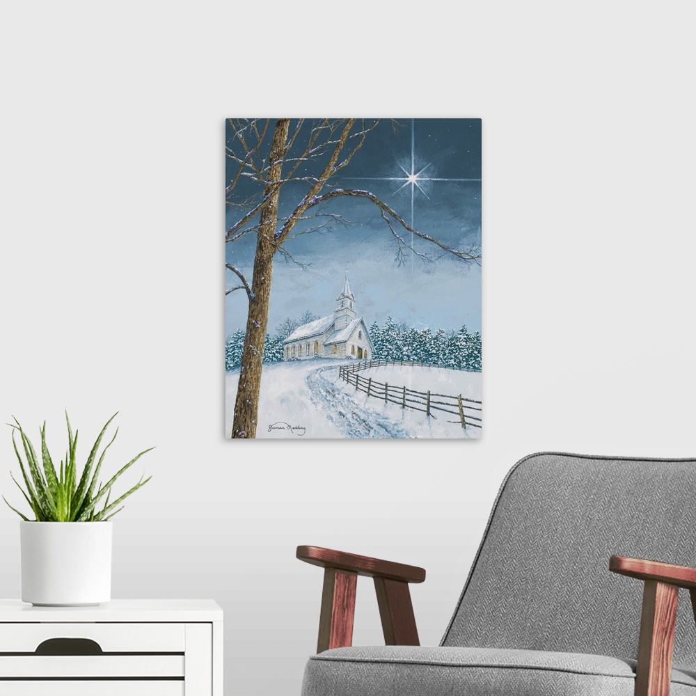A modern room featuring Shining Holiday Star