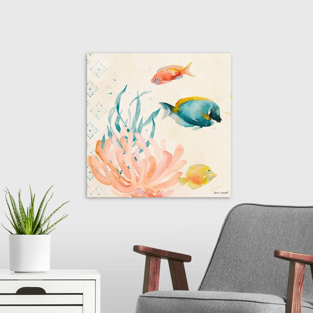 Tropical Teal Coral Medley II Wall Art, Canvas Prints, Framed Prints ...