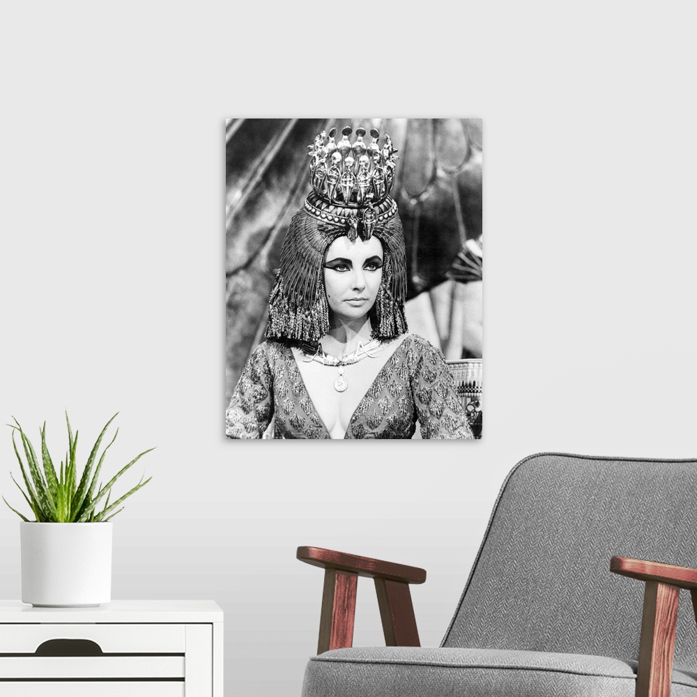A modern room featuring American (English-born) actress. In the title role of 'Cleopatra,' 1963.