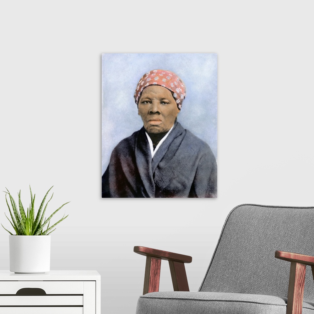 A modern room featuring HARRIET TUBMAN (1823-1913). American abolitionist. Oil over a photograph, 1895.
