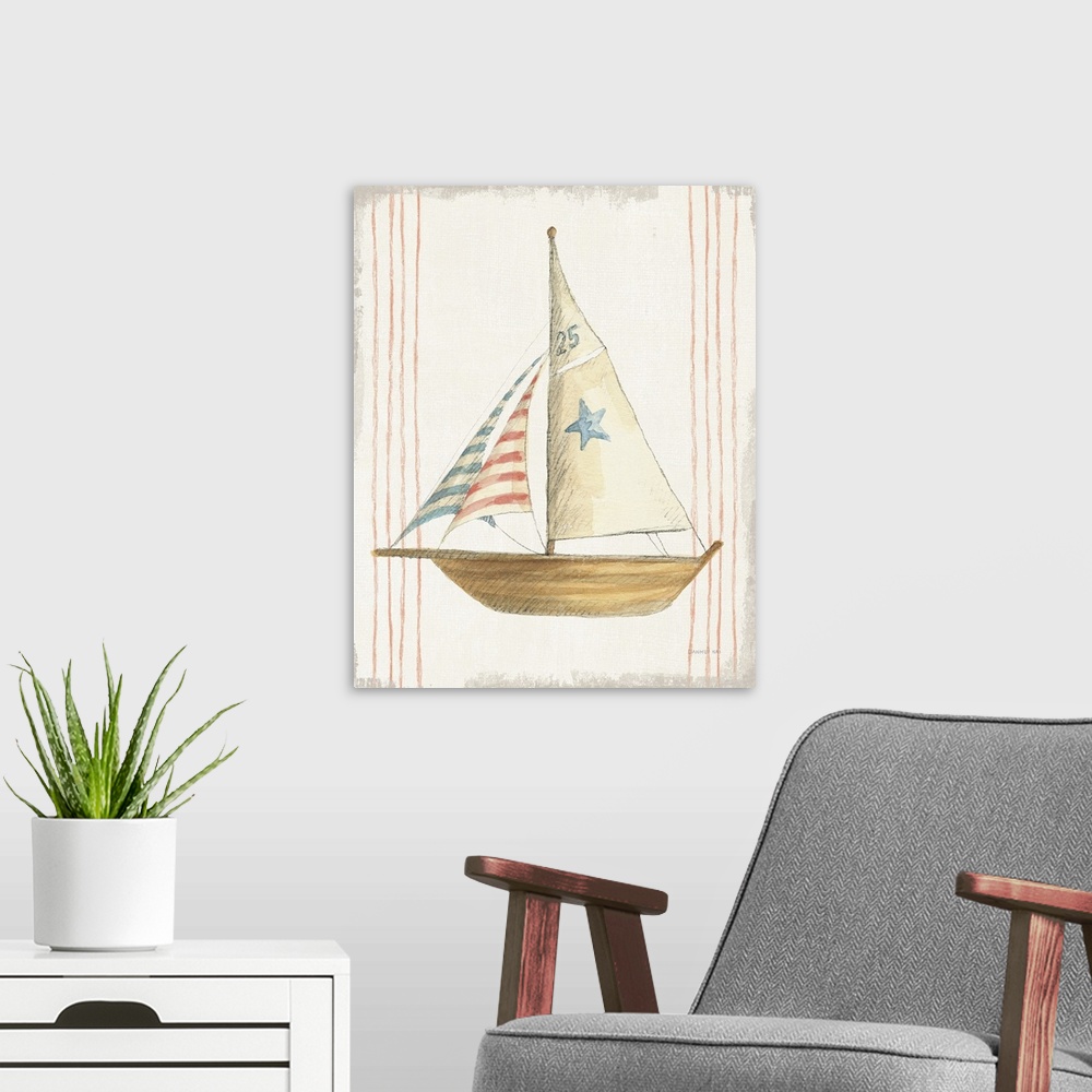 A modern room featuring Floursack Nautical VII No Words