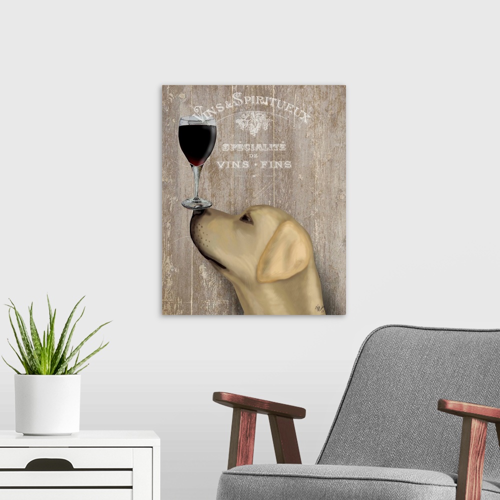 A modern room featuring Dog Au Vin Yellow Labrador