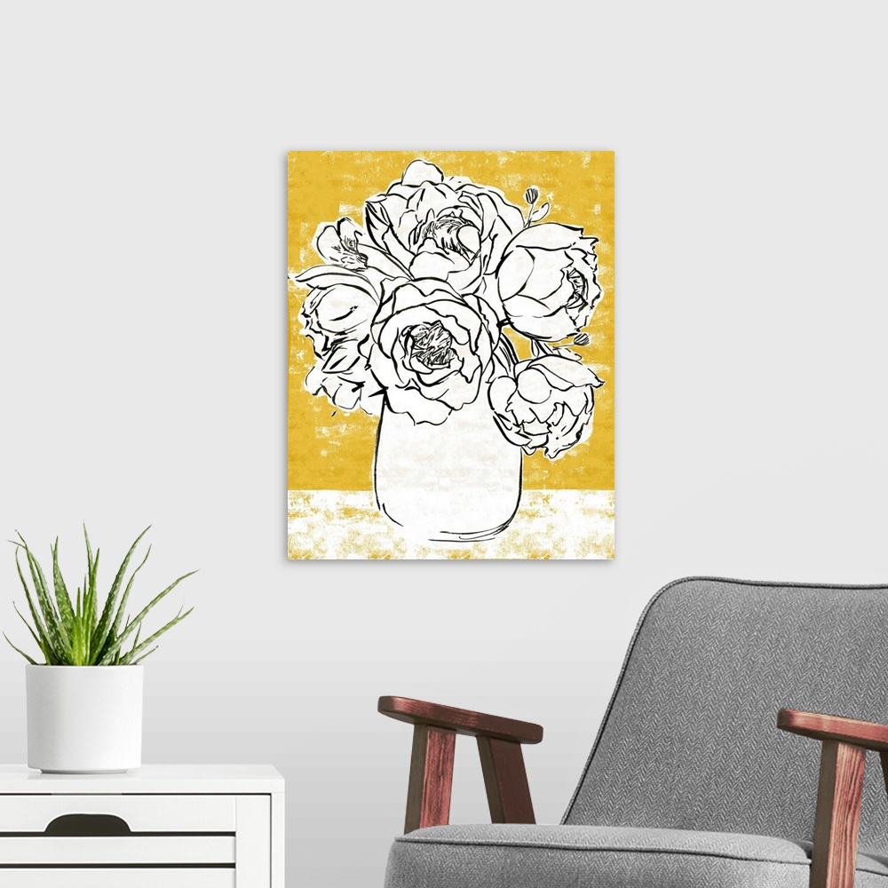 A modern room featuring Golden Peony I