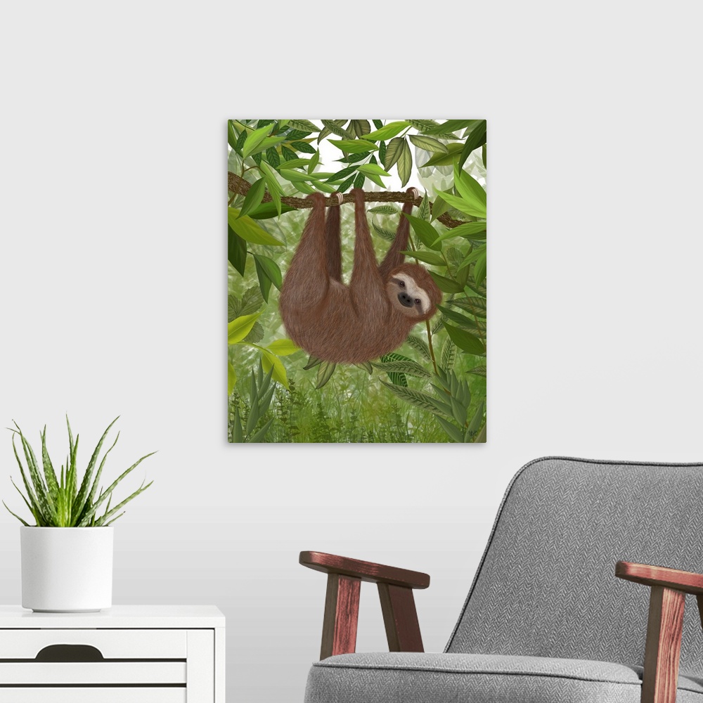 A modern room featuring Sloth Hanging Around