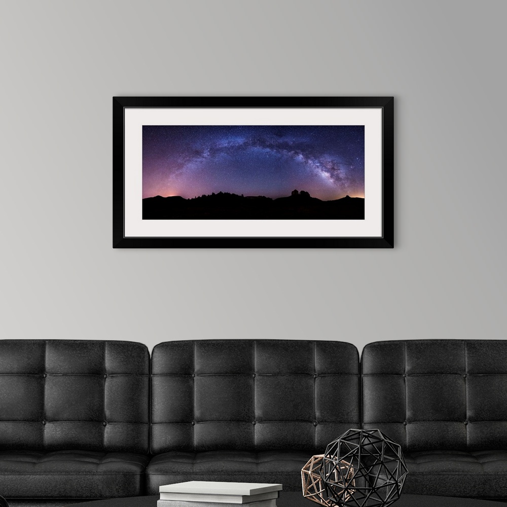A modern room featuring Milky Way panorama over Cathedral Rocks in Sedona, Arizona.