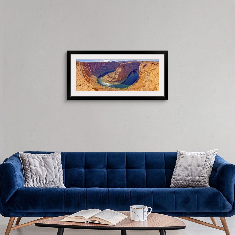A modern room featuring Classic panorama view of Horseshoe Bend from its northeast side near Page, Arizona, United States...