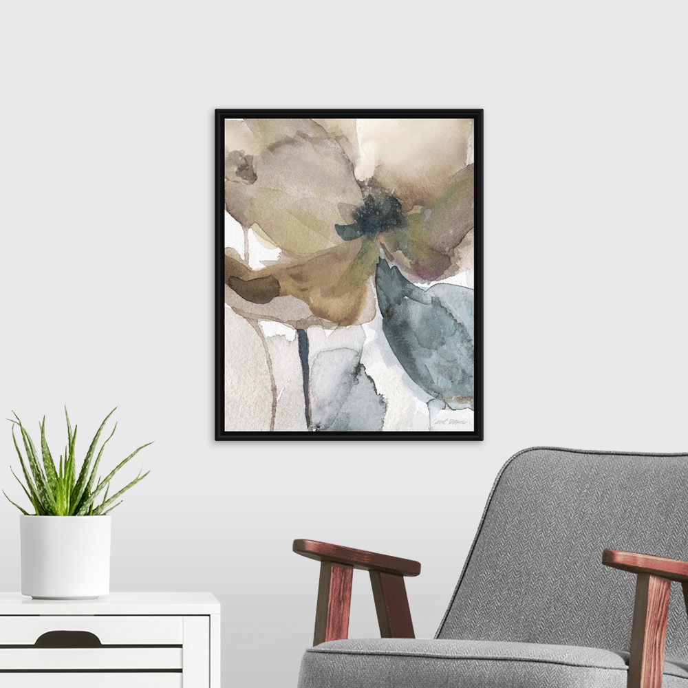 A modern room featuring Watercolor Poppy I
