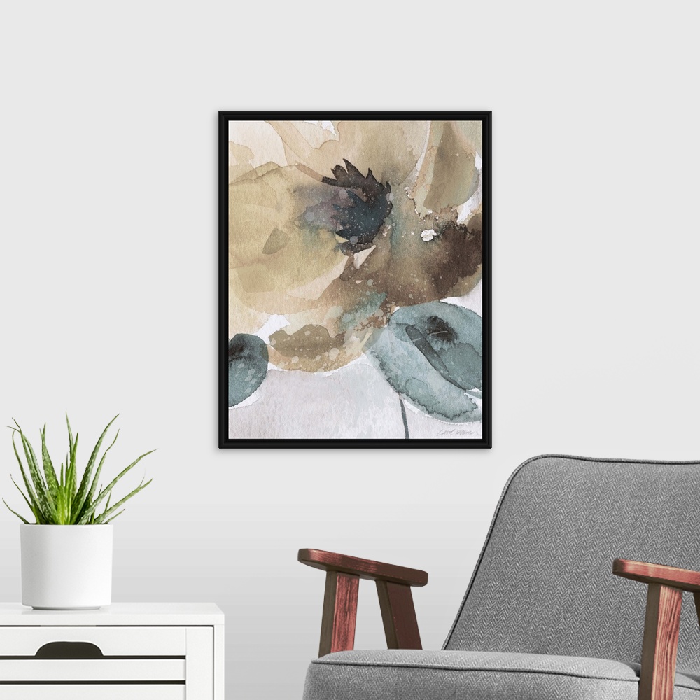 A modern room featuring Watercolor Poppy II