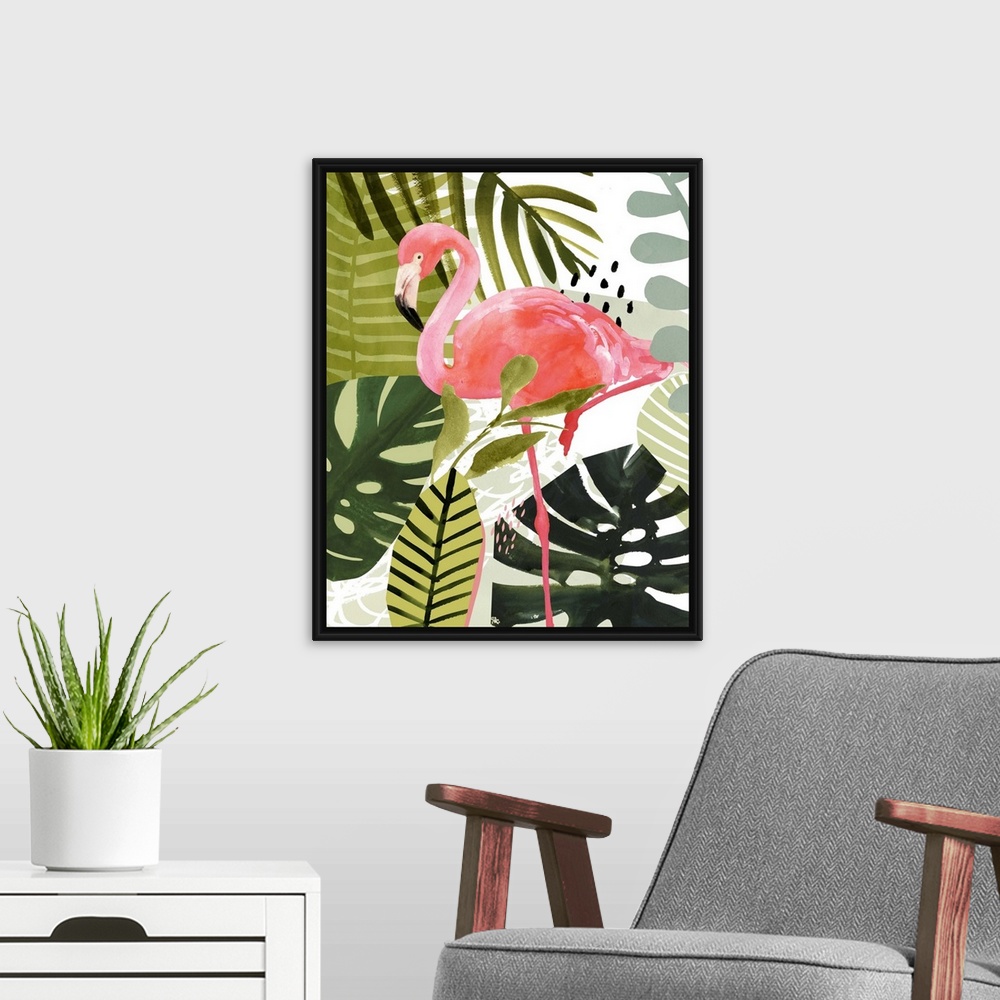 A modern room featuring Flamingo Forest I