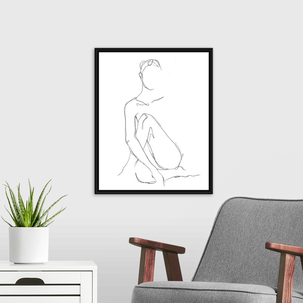 A modern room featuring Nude Contour Sketch II