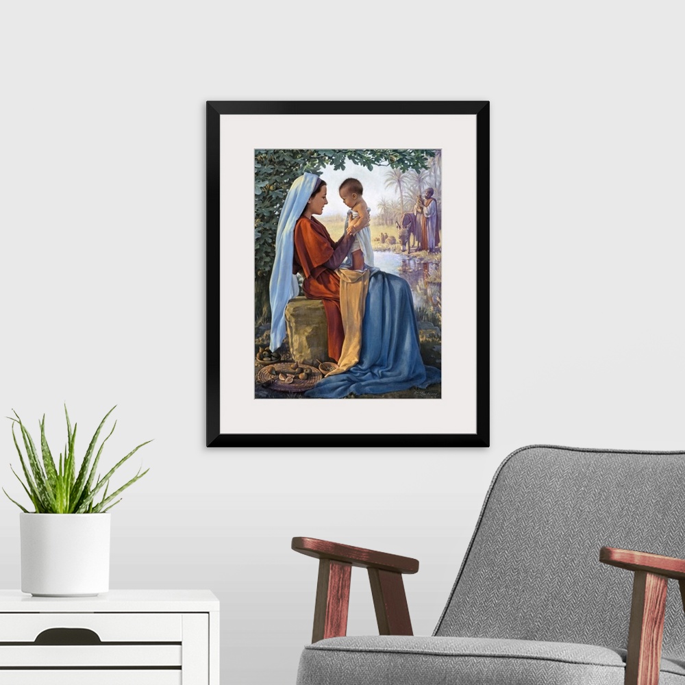 A modern room featuring Holy Family