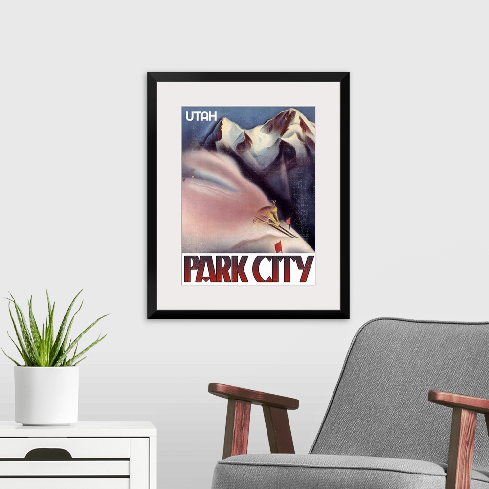 A modern room featuring Utah Park City Vintage Advertising Poster