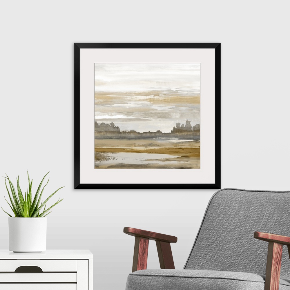A modern room featuring Landscape Abstract
