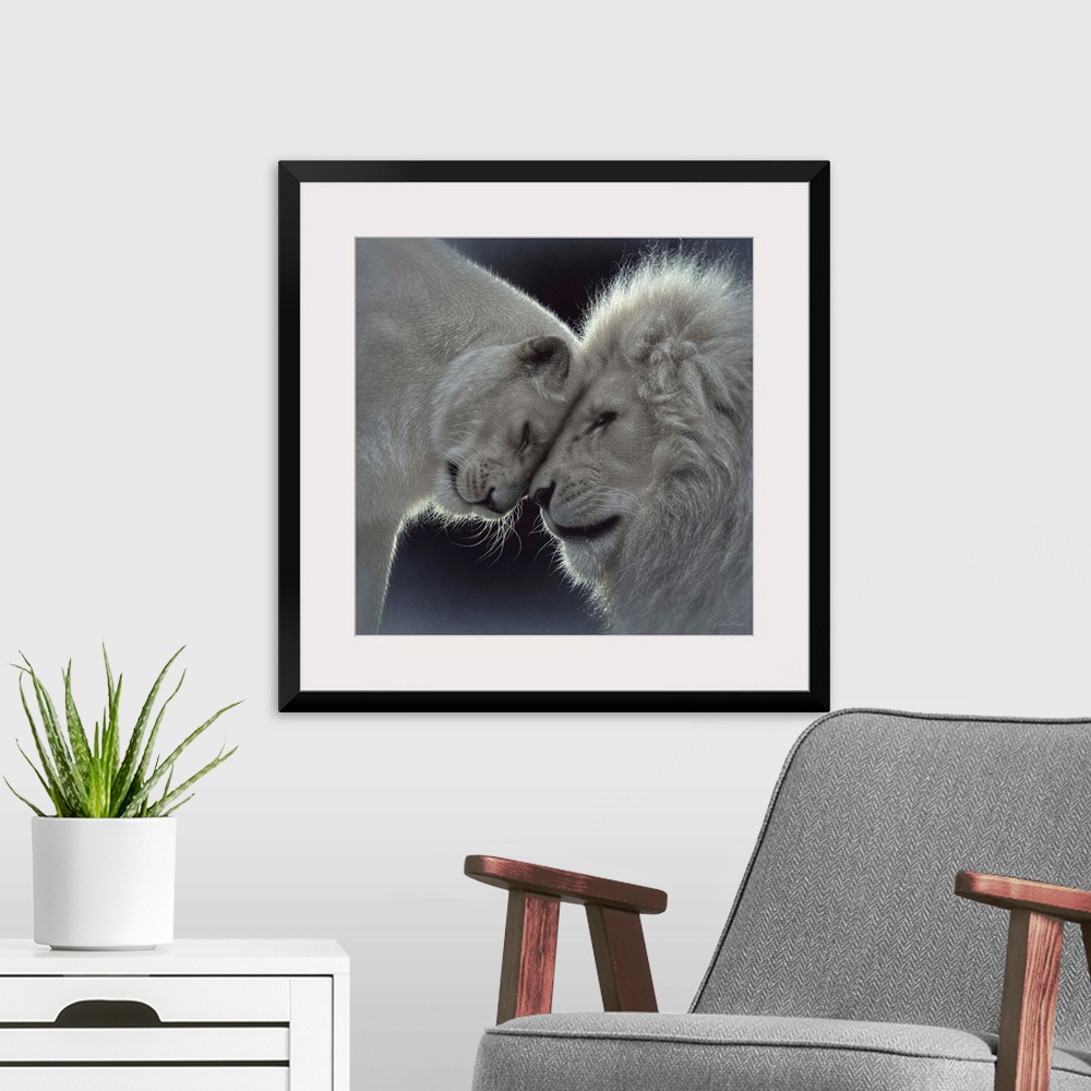 A modern room featuring White Lion Love