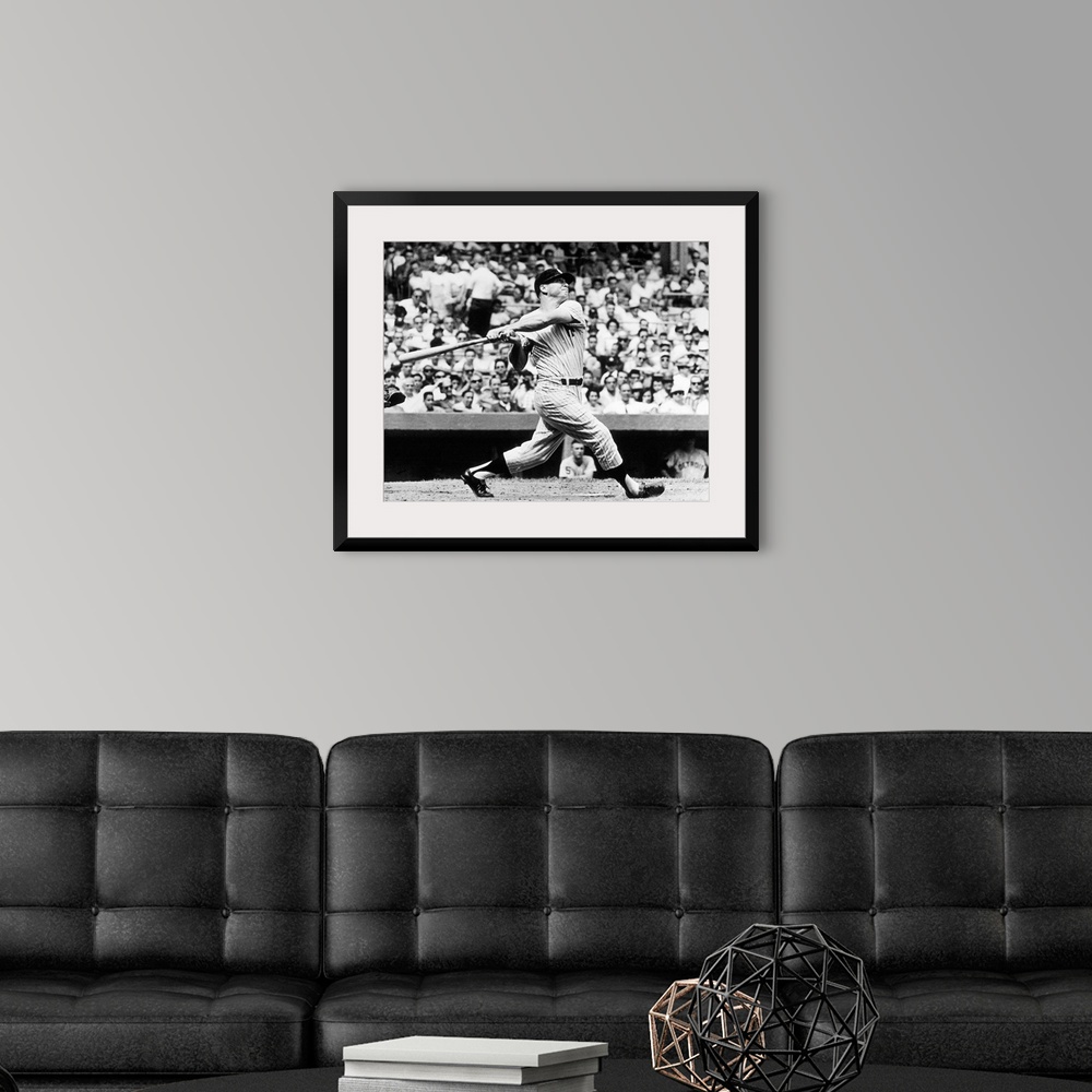 A modern room featuring American baseball player. As a member of the New York Yankees, hitting his 49th home run of the s...