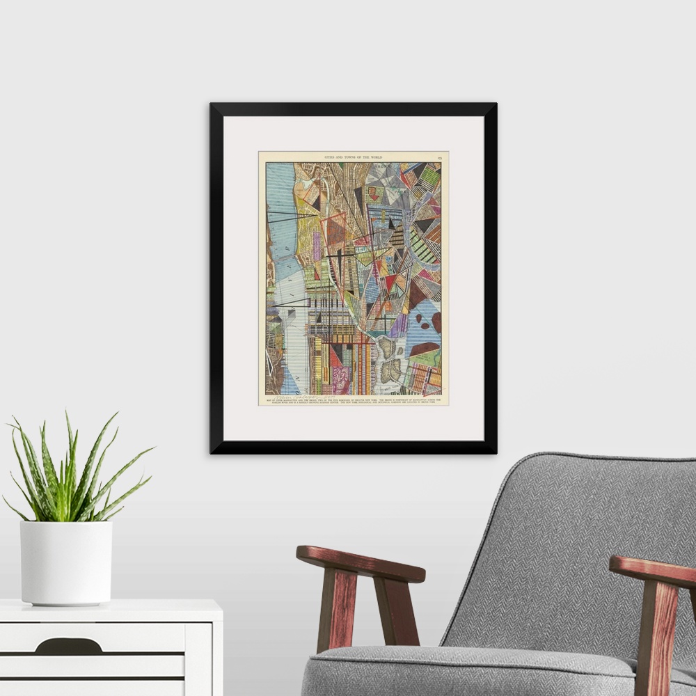 A modern room featuring Modern Map of New York I
