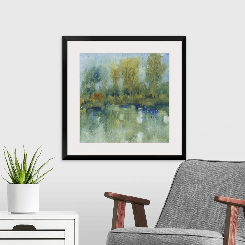 A modern room featuring Pond Reflection I