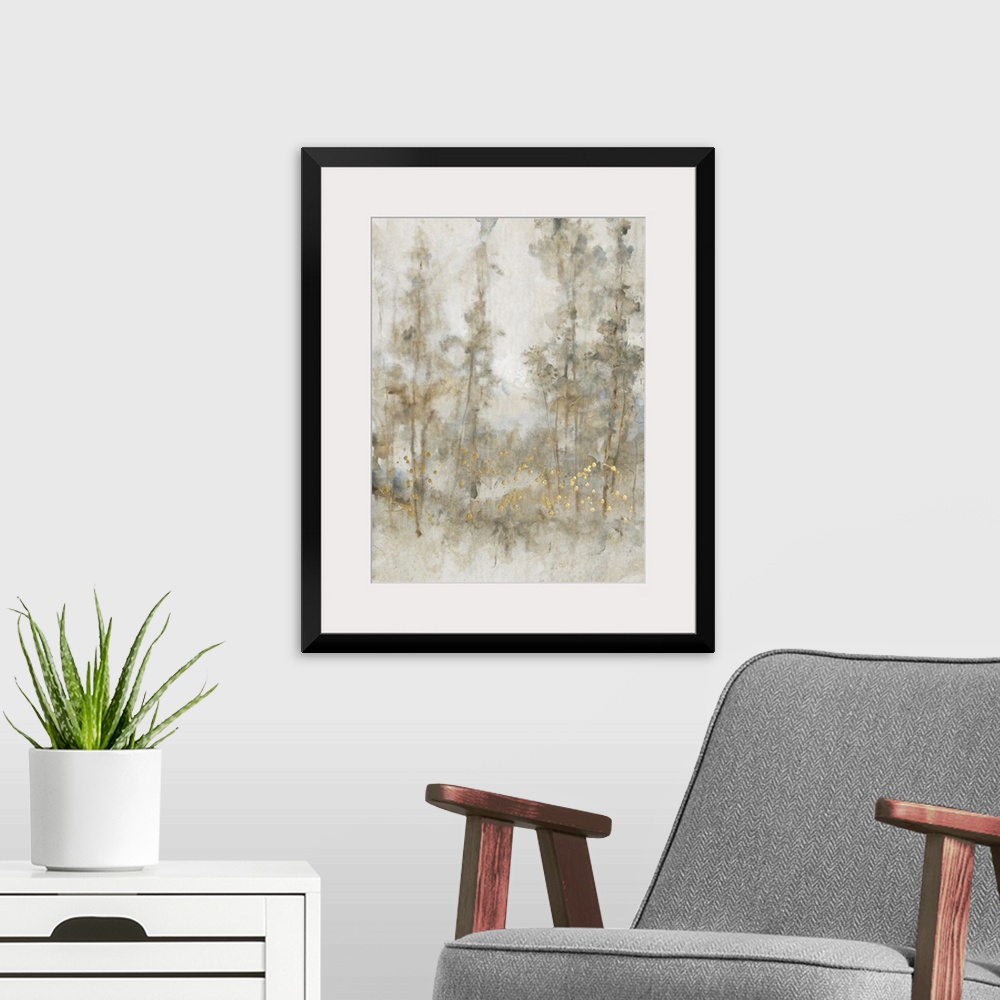 A modern room featuring Thicket Of Trees I