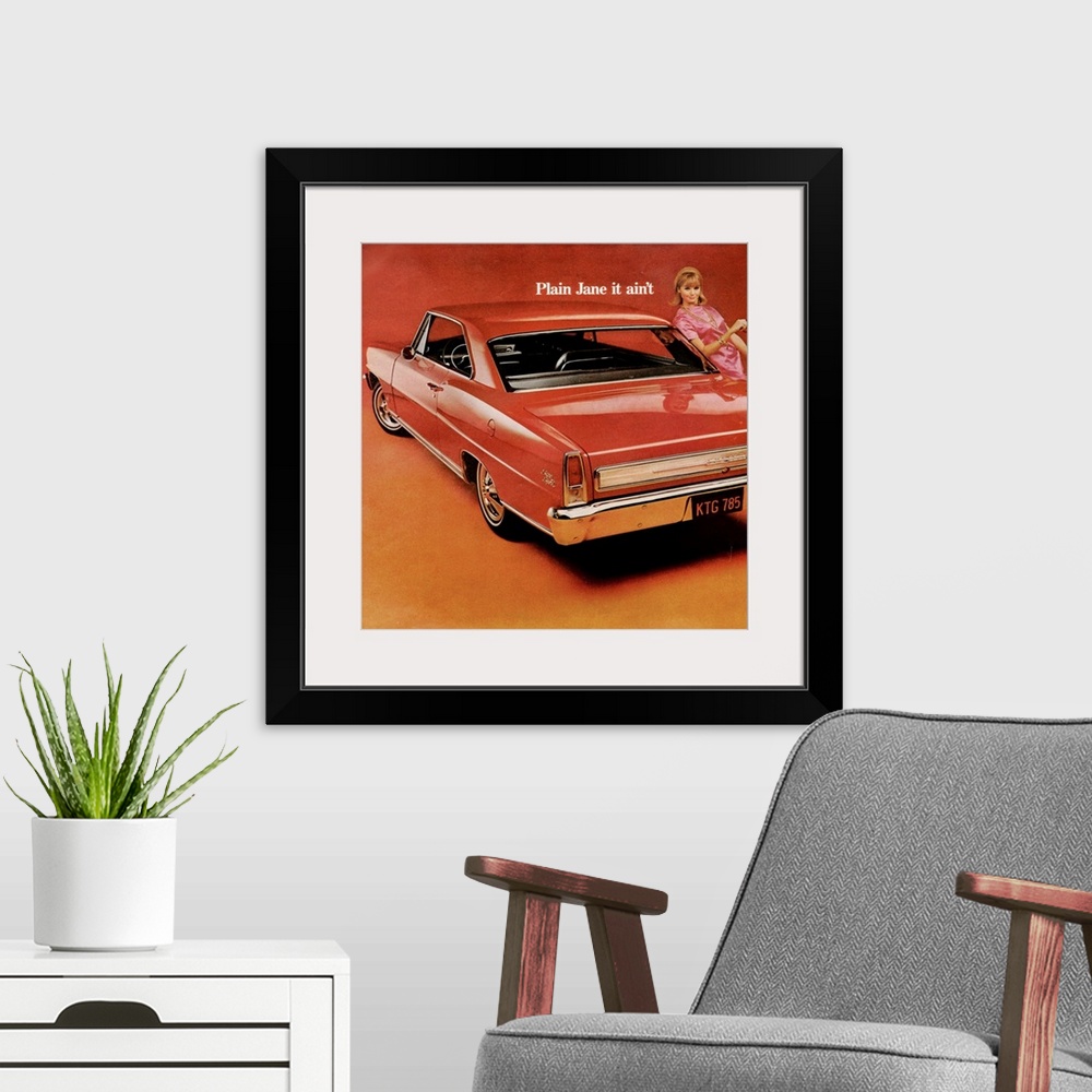 A modern room featuring 1960s USA Chevrolet Magazine Advert (detail)