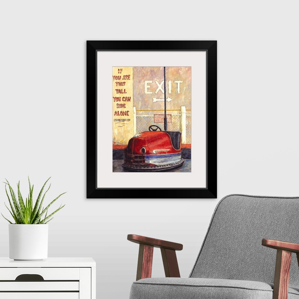 A modern room featuring Bumper Car Fine Art Print