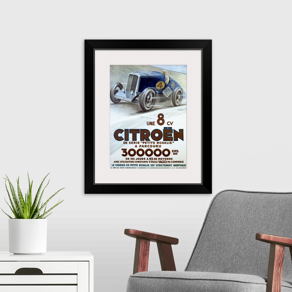 A modern room featuring Citroen, Une 8 CV, Vintage Poster, by Louys