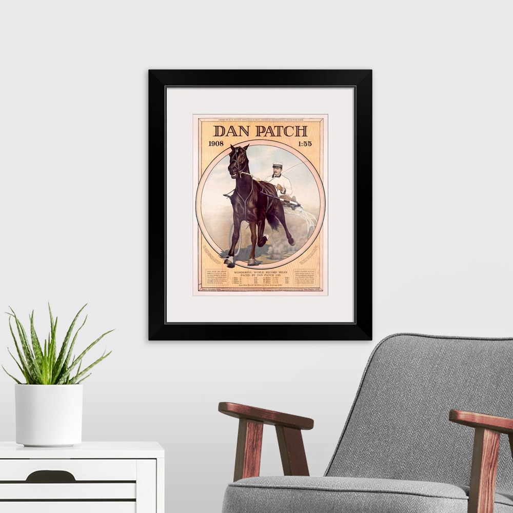 A modern room featuring Dan Patch, Horse with Wonderful World Records, Vintage Poster