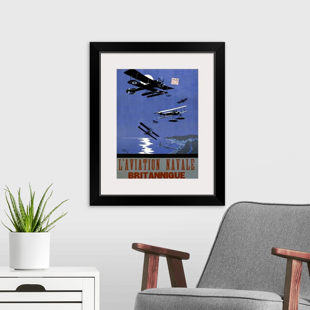 A modern room featuring L'Aviation Navale, Britannique, Vintage Poster, by Nancy Smith