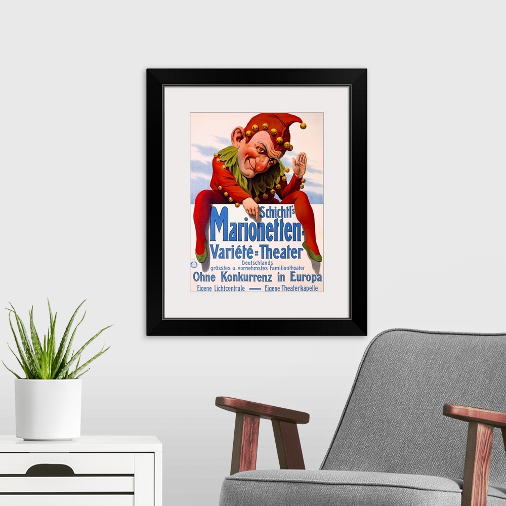 A modern room featuring Marrionette Puppet Theater, Vintage Poster