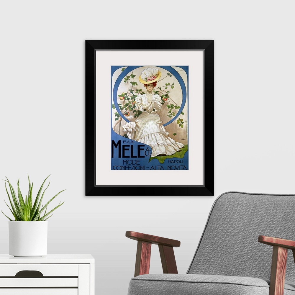 A modern room featuring Italian Vintage Poster, Mele Cover