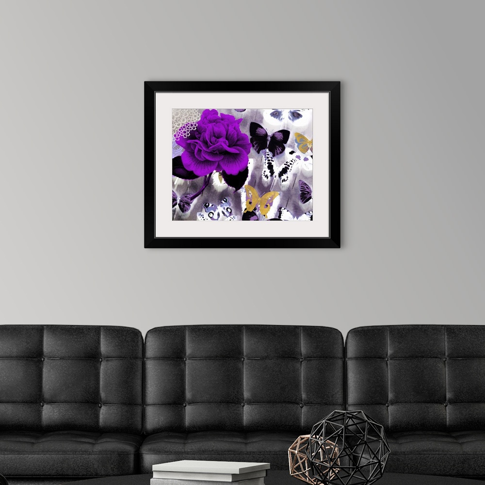 A modern room featuring Butterfly Collage Magenta