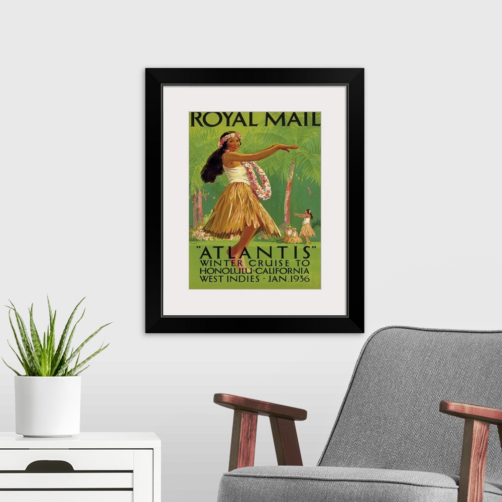 A modern room featuring Vintage advertisement for Royal Mail, Atlantis.