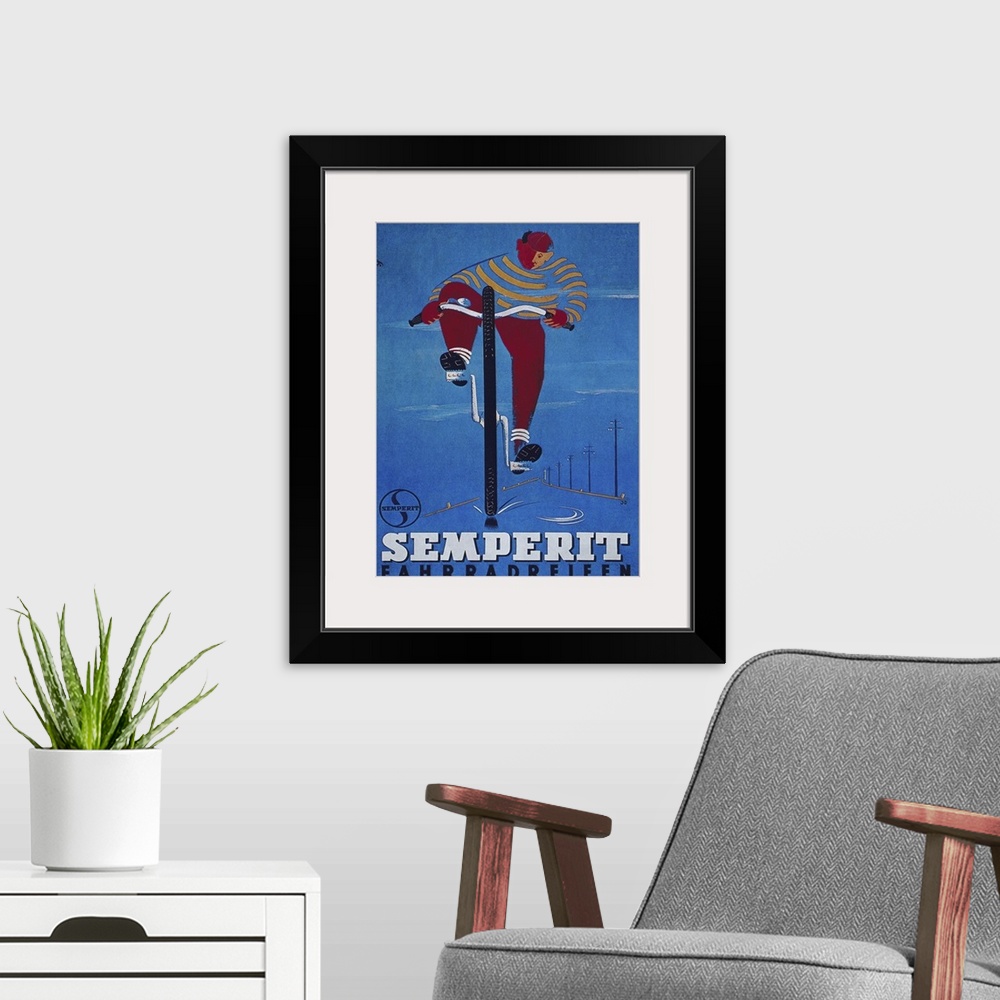 A modern room featuring Semperit - Vintage Bicycle Advertisement