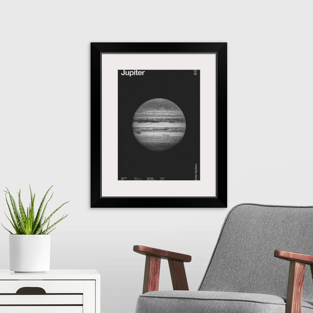 A modern room featuring Jupiter: Minimal Planets Datas, 2023